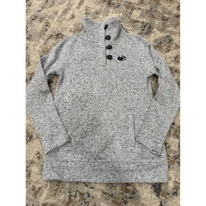 Champion Elite Penn State Nittany Lions Gray Sweater Fleece Button Pullover S